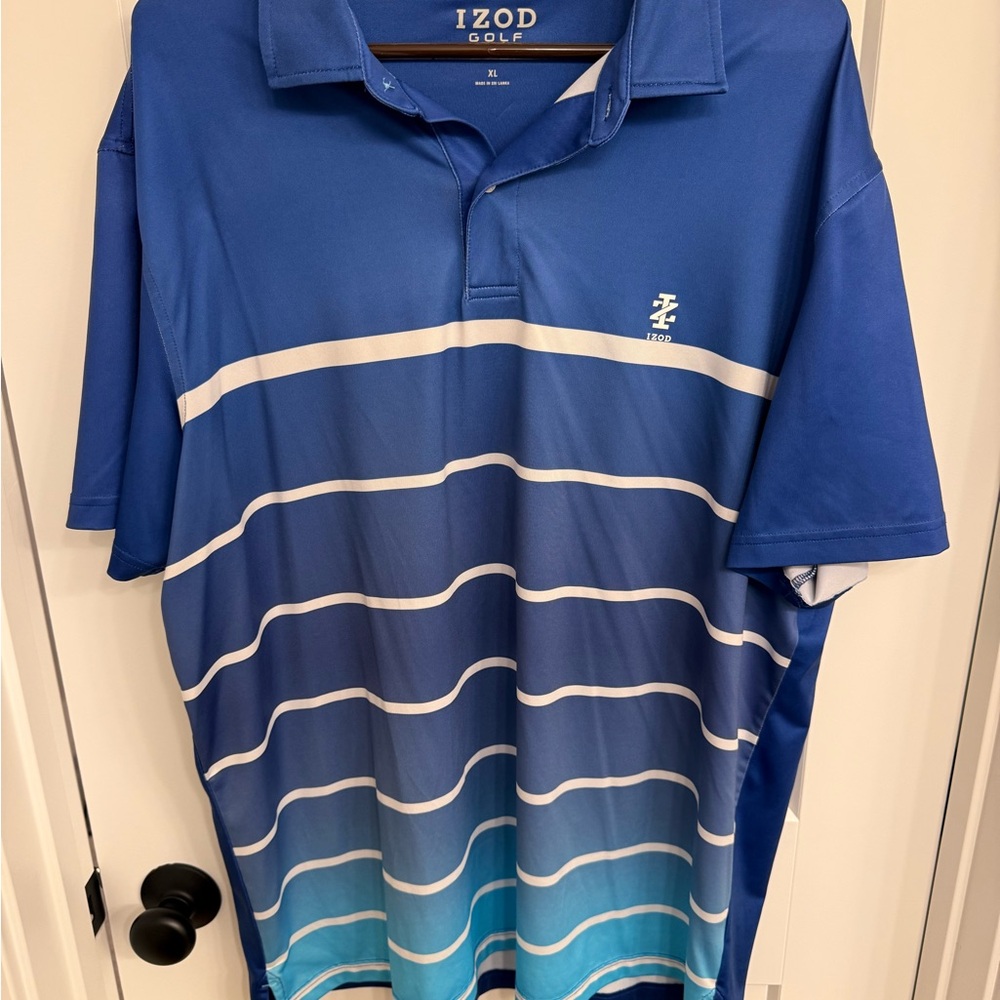 Izod Men's Blue Gradient Striped Polo